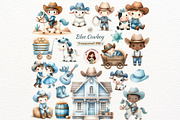 Blue Cowboy Clipart Set, a Person Illustration by Nicolle's Colorful Art (Thumbnail 1 of 8)
