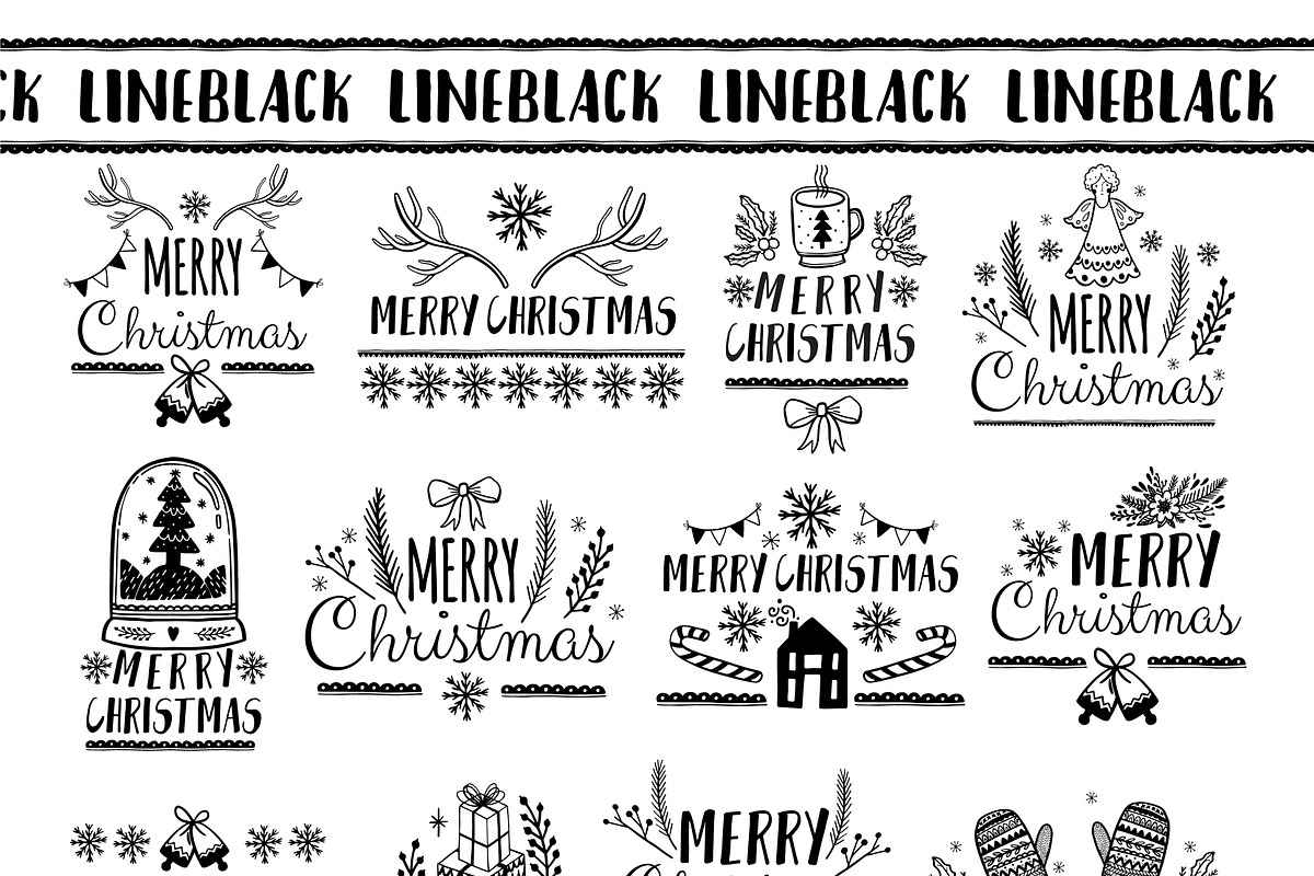 Merry christmas-doodle set, a Decorative Illustration by Moonflora (Photo 3 of 9)