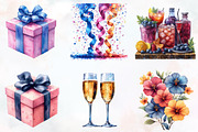 Bachelorette Watercolor Cliparts, an Illustration by RobertsArt (Thumbnail 6 of 7)