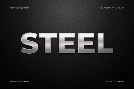Steel Text Effect, a Brushes & More by Pitchlook.Studio