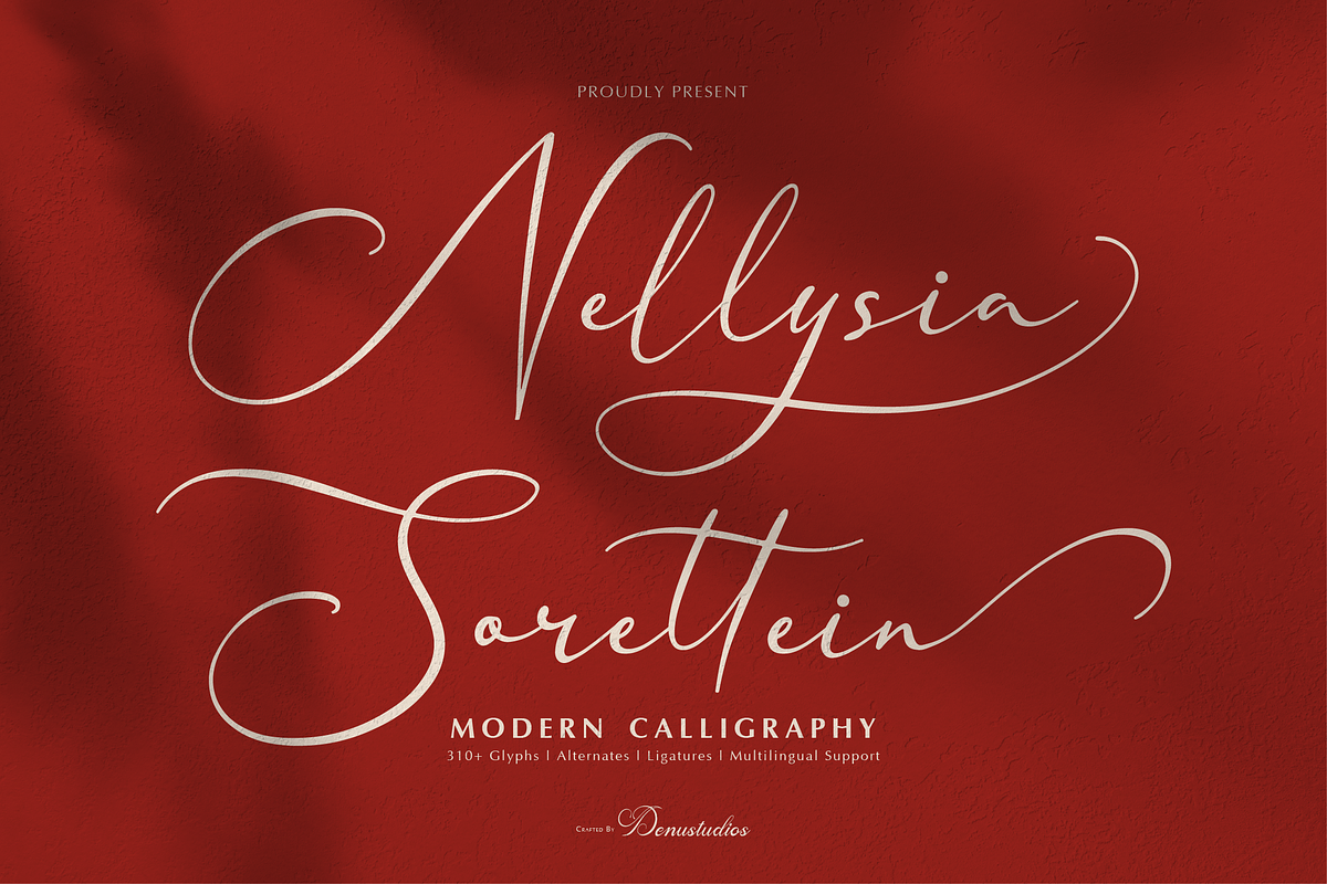 Nellysia Sorettein Calligraphy, a Script Font by Denustudios (Photo 1 of 13)