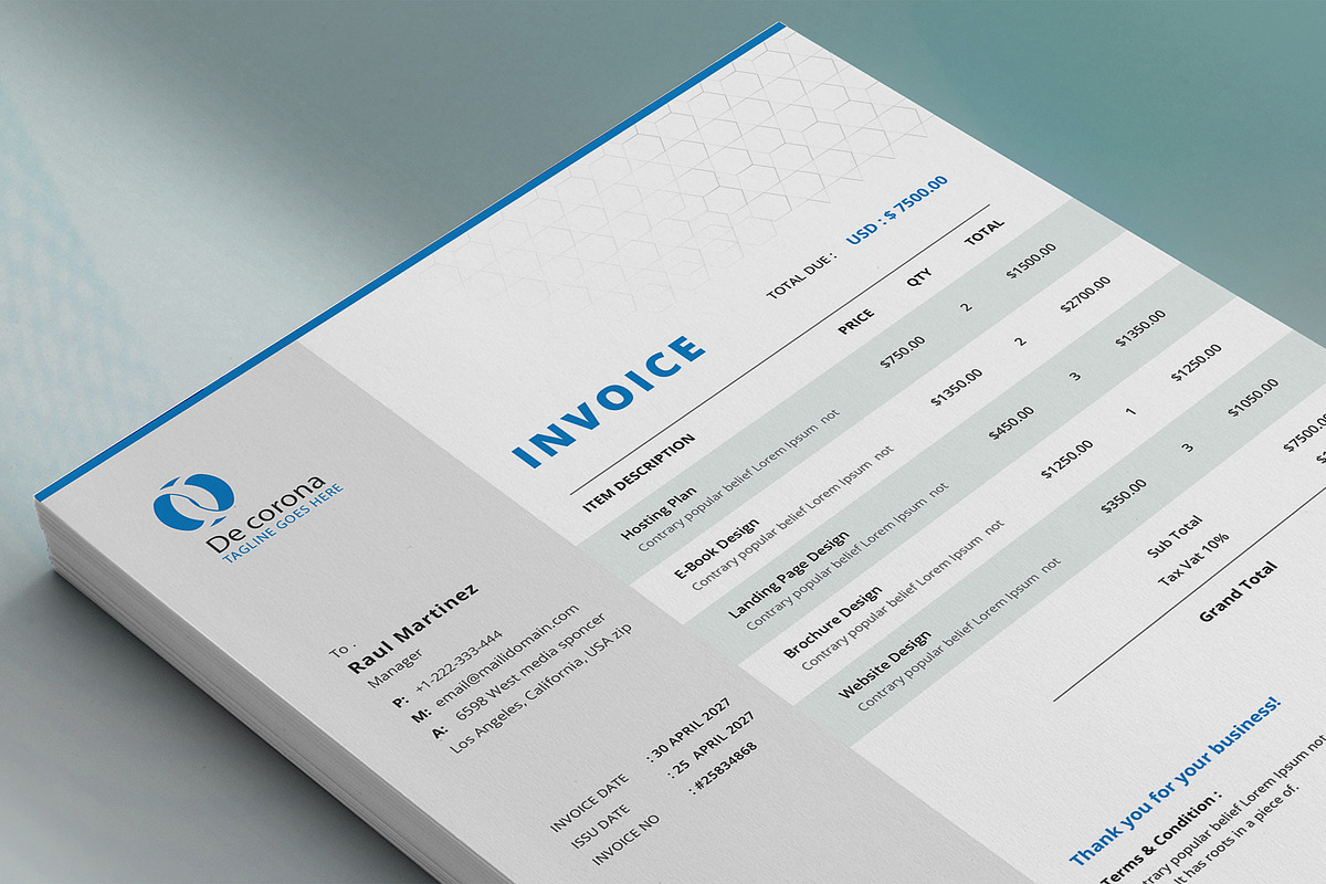 Canva Invoice, a Stationery Template by DesignDevisers (Photo 4 of 7)