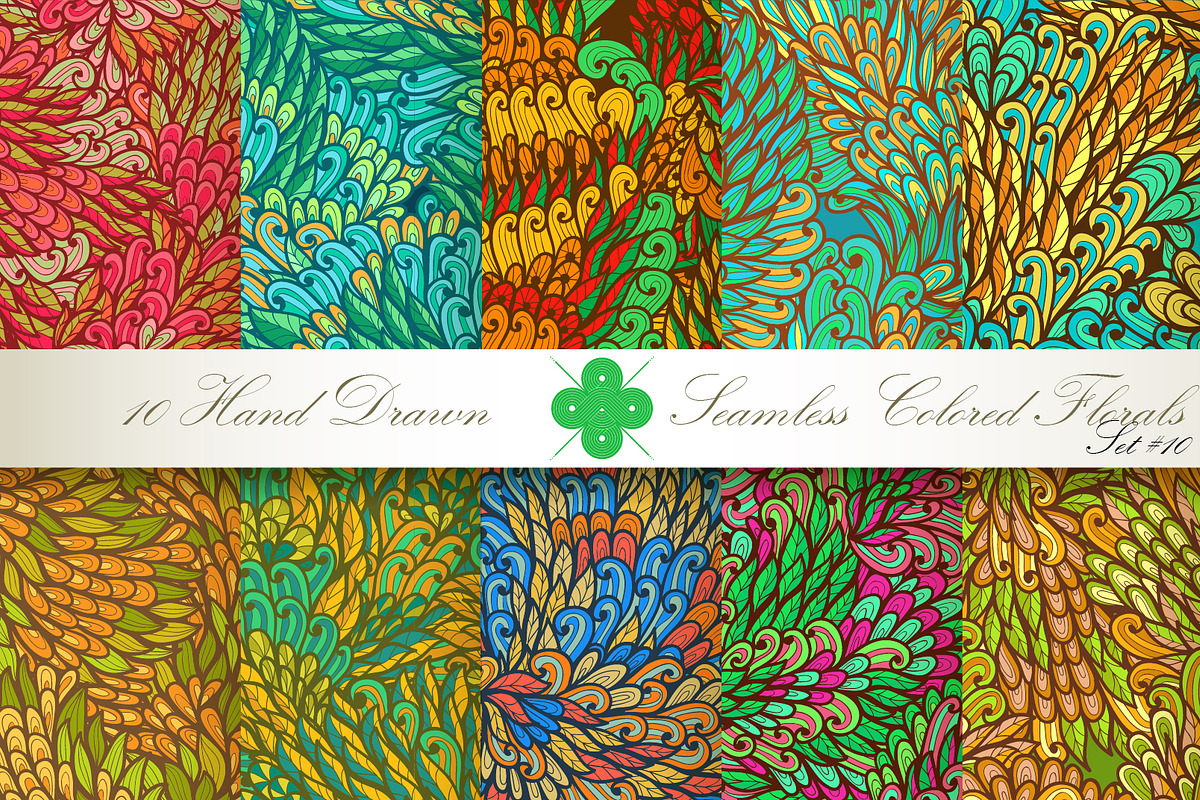 10 Colored Seamless Florals. Set #10, a Pattern Graphic by Patternalized (Photo 1 of 4)