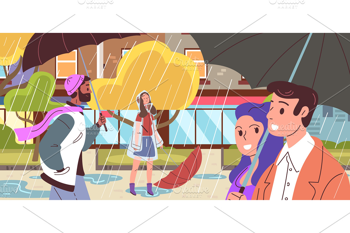 People rainy street. Rain weather, a Person Illustration by Stock-Smart-Start