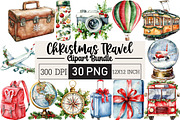 Christmas Travel Watercolour Clipart, an Illustration by Black Bird Studio (Thumbnail 1 of 6)