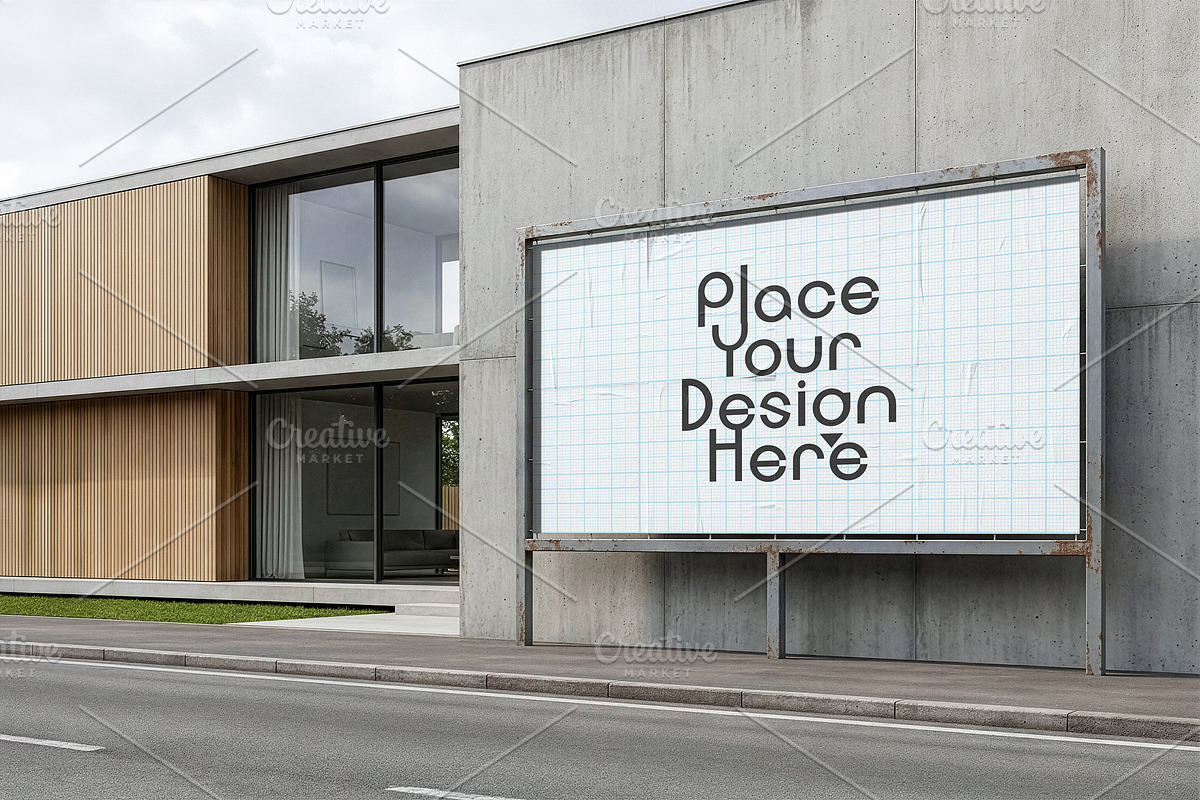 Real Estate House Billboard Mockup, an Advertising Mockup by smishura (Photo 3 of 3)