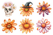 Watercolor Groovy Halloween Daisies, an Illustration by Daily.Designs (Thumbnail 5 of 5)