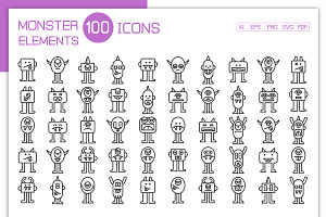 100 Monster Character Icons, a Graphic by Designfour