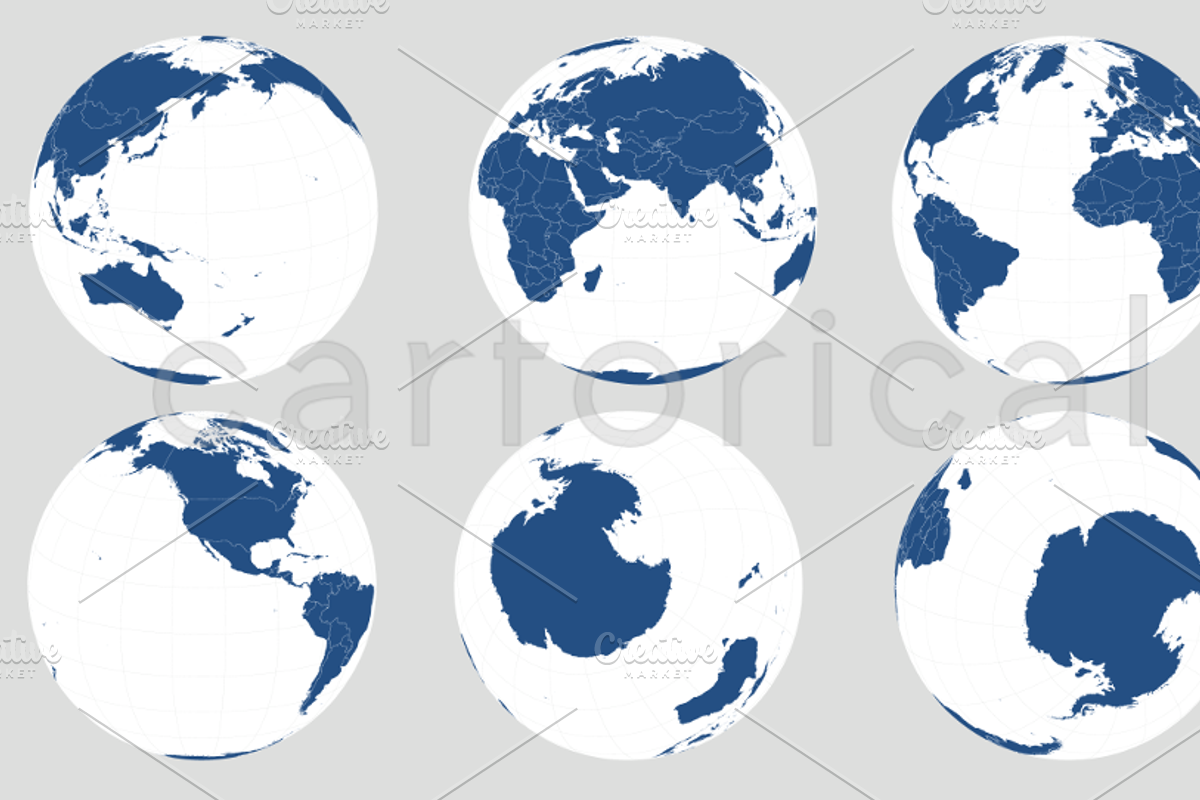 World Map with countries and globe, a Work Illustration by Cartorical (Photo 8 of 9)