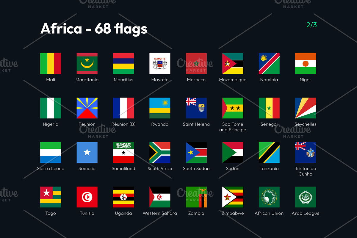Flags of Africa Vector Square Icons, an Icon by bvcreates (Photo 3 of 5)