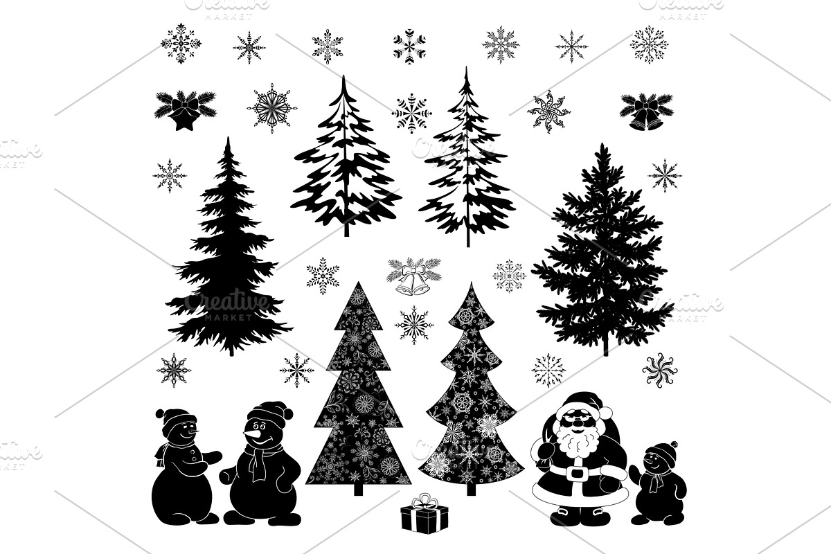 Christmas cartoon, set black, an Object Graphic by Ok-sana