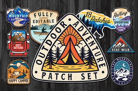 Outdoor Adventure Patch Set, a Poster Template by Michael_Hinkle