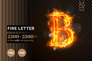 Fire Letter B of burning flame (PSD)