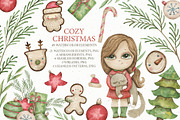 Watercolor Cozy Christmas set, an Illustration by OrangePeafowlArt (Thumbnail 1 of 15)