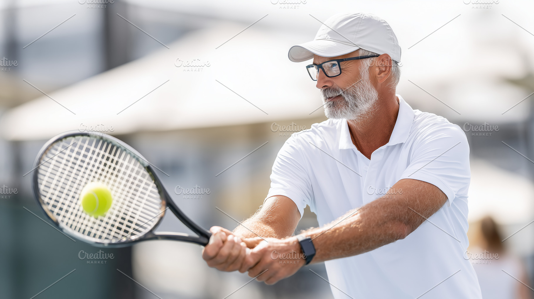 Active senior man playing tennis., a Sports & Recreation Photo by MistyDay
