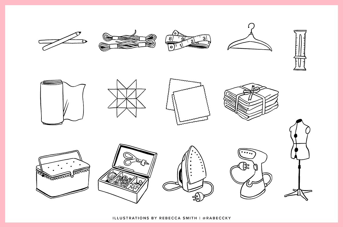 Hand Drawn Sewing Kit Illustrations, an Illustration by rabeccky (Photo 4 of 7)