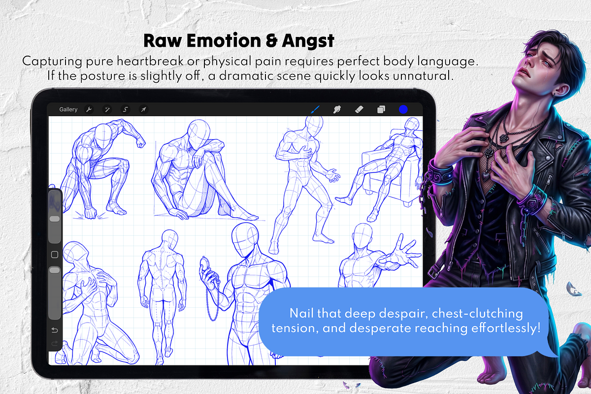 Dark Romance Male Procreate Stamps, a Brush Add-On by Selentaori Studio (Photo 5 of 12)