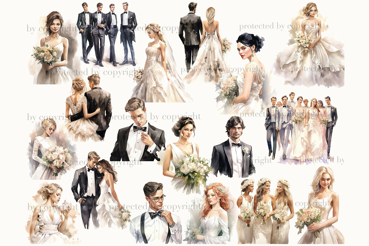 Bride and Groom Clipart, a Person Illustration by GlamArtZhanna (Photo 2 of 5)