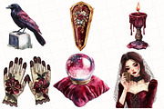 Burgundy Halloween Clipart, an Illustration by OK Design (Thumbnail 2 of 5)