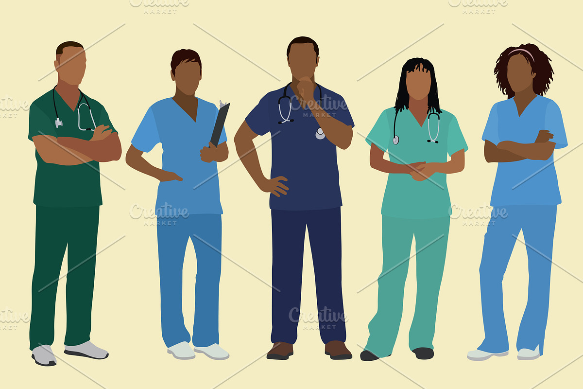 Black Doctors or Nurses, a Healthcare Illustration by Ellegant Media