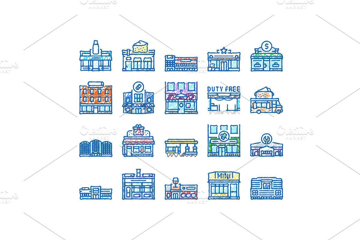 store shop retail web cart icons, an Object Illustration by pikepicture
