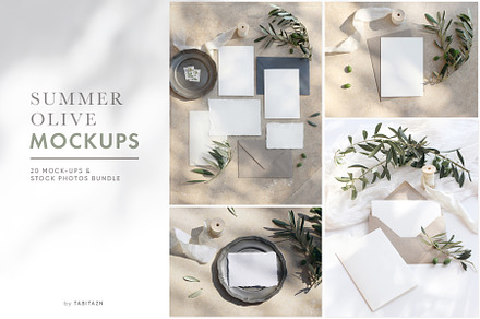 Summer Olive wedding mockups, photos, a Print Template by Tabita's shop