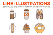 24 Perfect Coffee and Desserts Icons, an Outline Icon by tomuato (Thumbnail 1 of 4)