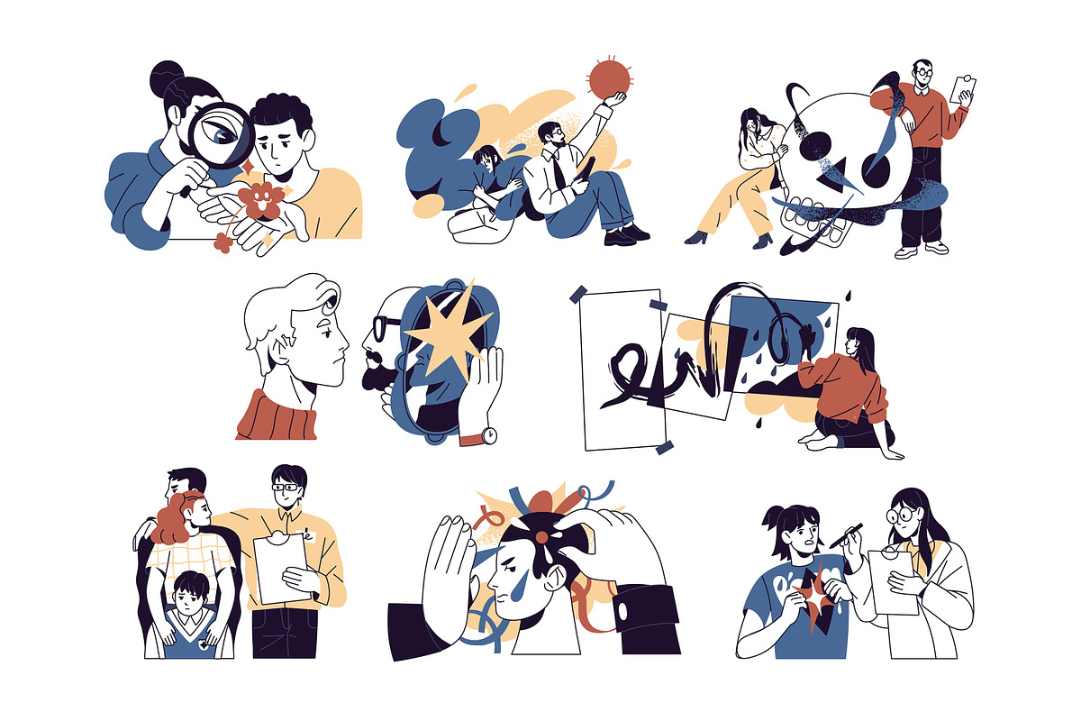 Psychotherapy, psychology concept, a Healthcare Illustration by PaperTrident (Photo 1 of 10)