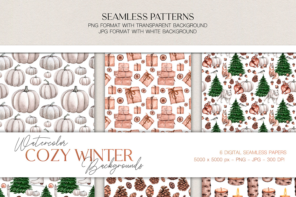 Cozy Winter watercolor collection, an Animal Illustration by CrystalinaShop (Photo 4 of 4)