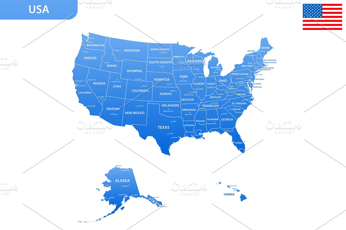 Detailed map of the USA, an Illustration by Vector Shop (Photo 3 of 5)