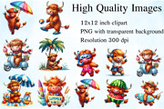 Funny Summer Highland Cow Clipart, an Illustration by Craft Nest (Thumbnail 2 of 5)