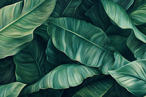 Tropical Banana Leaves with Rich Green Textures, a Photo by Natalia Klenova's Shop