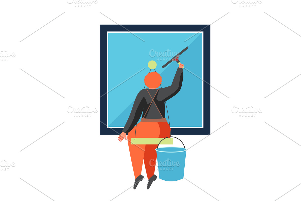 Commercial cleaning services, vector, a Person Illustration by Sky Pics Studio
