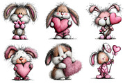 Valentine's Whimsical Bunny Clipart, an Illustration by Dream Creation (Thumbnail 5 of 7)
