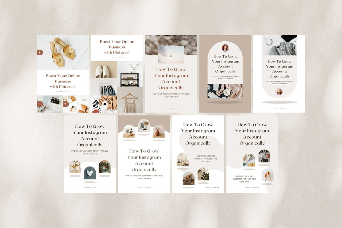 Pinterest Pin Templates Canva Shadow, a Social Media Template by Keikoya (Photo 10 of 13)