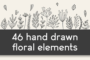 46 hand drawn floral elements