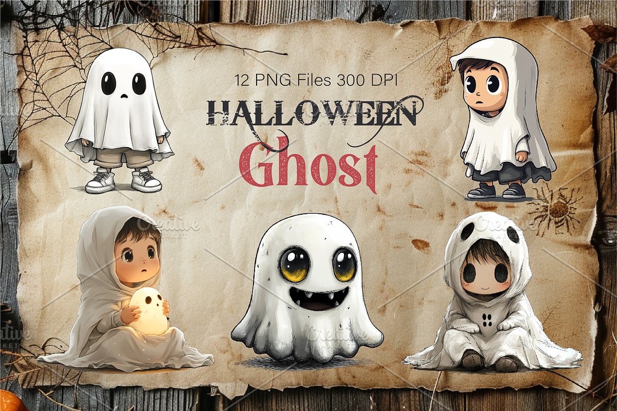 Cute Halloween Ghost. TShirt Sticker, an Animal Illustration by KENO Mascots (Photo 1 of 10)