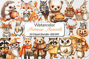 Autumn Animals Clipart, an Illustration by DreamCafeArt (Thumbnail 1 of 4)