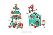 Winter Clipart, Cute Penguins, an Illustration by Collart Studio (Thumbnail 6 of 10)