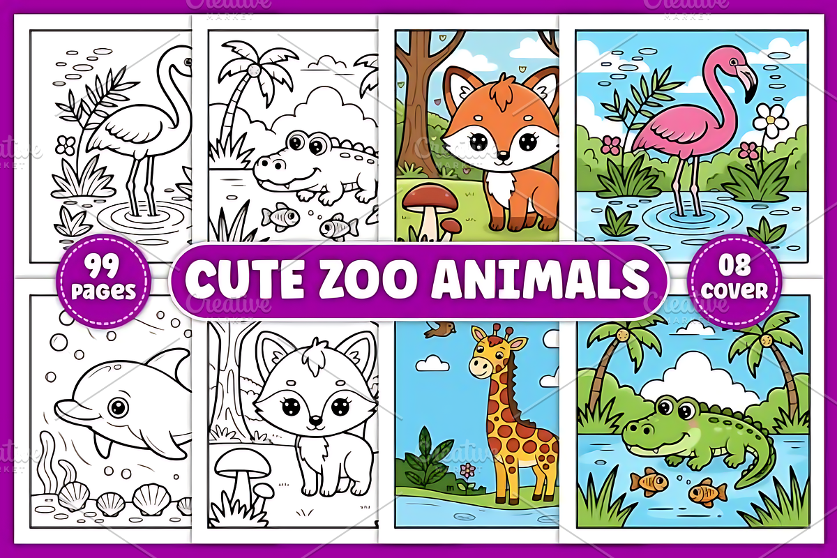 Cute Zoo Animals Coloring Book, an Animal Illustration by Ink Gallery (Photo 1 of 5)