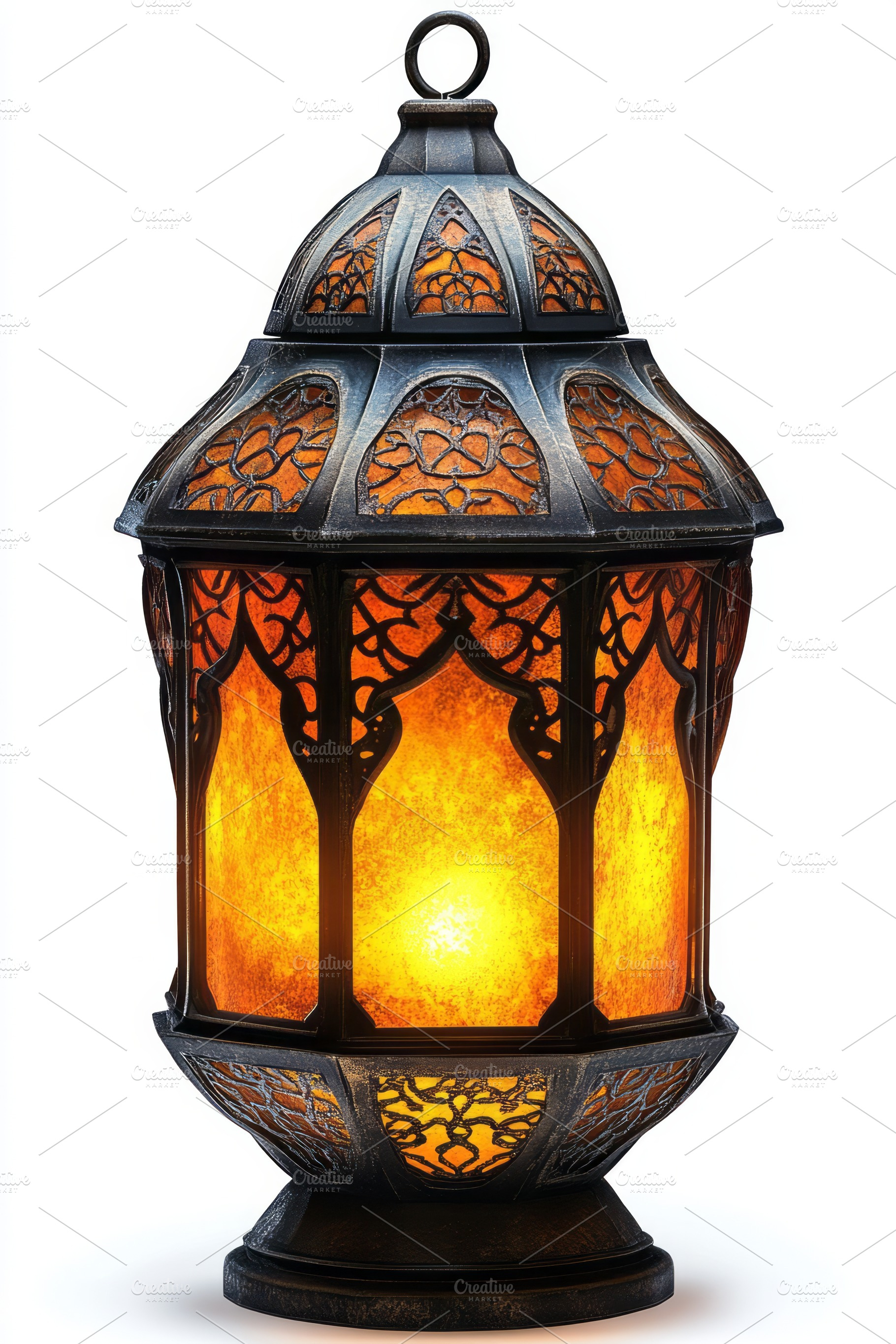 An ornate lantern with intricate patterns, emitting a warm orange glow, perfect, a Background Photo by ImageMir