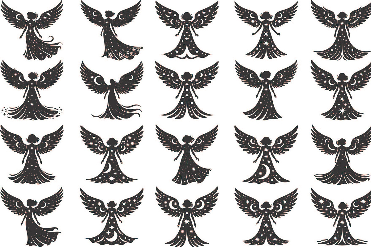 starry angel wings silhouette, an Illustration by Amazin_art (Photo 1 of 21)