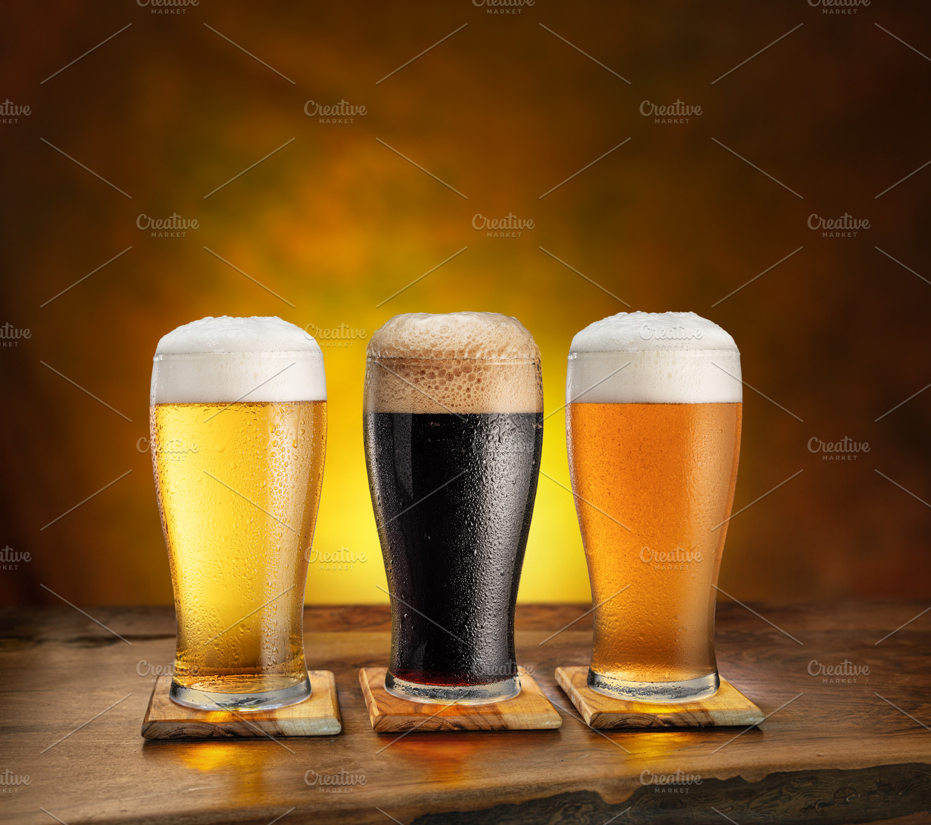 Glasses of differrent beer glasses, a Food & Drink Photo by Volff