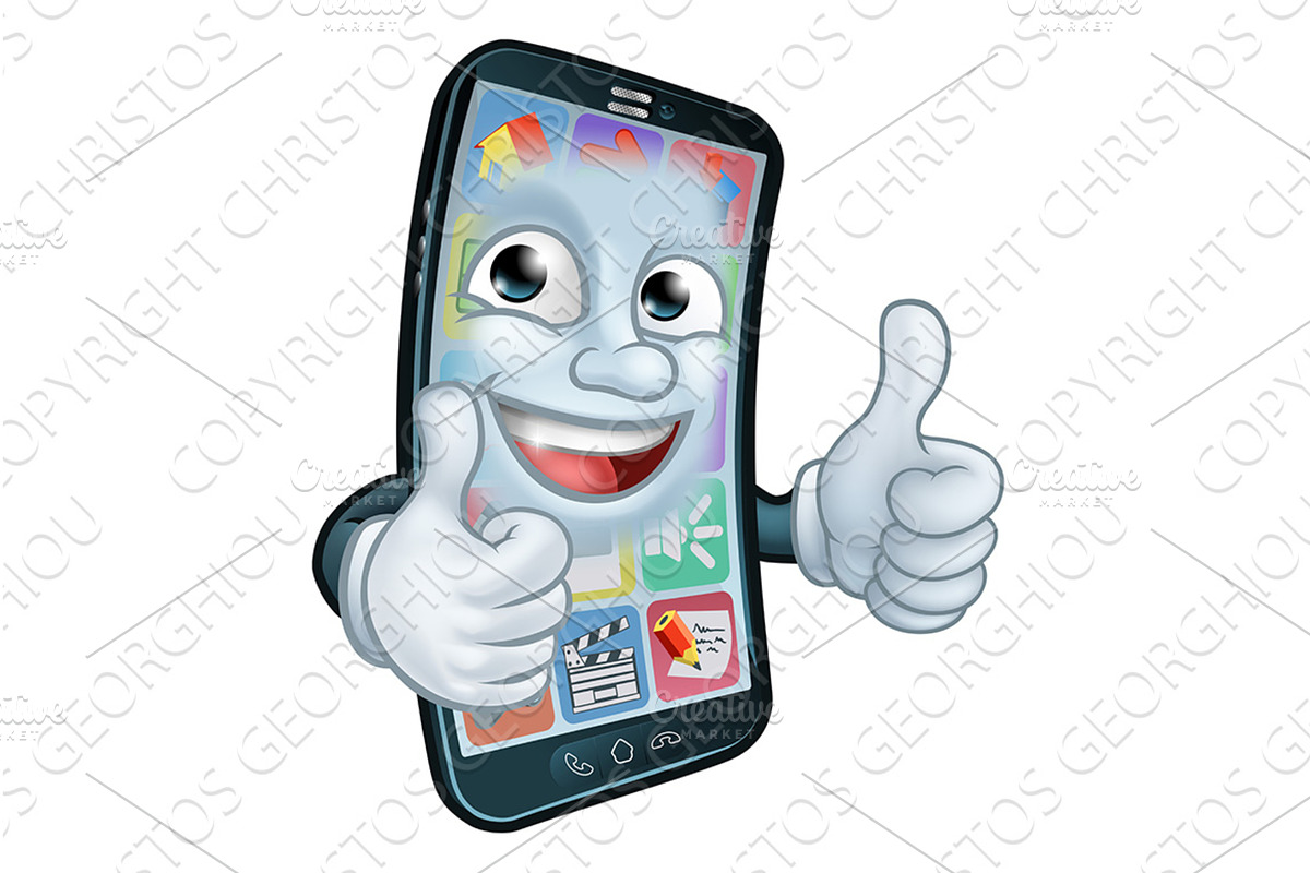 Mobile Phone Thumbs Up Cartoon, a Technology Illustration by Christos Georghiou