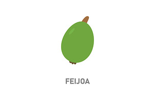 Feijoa tropical fruit. Green exotic, a Food Illustration by GraphiShop