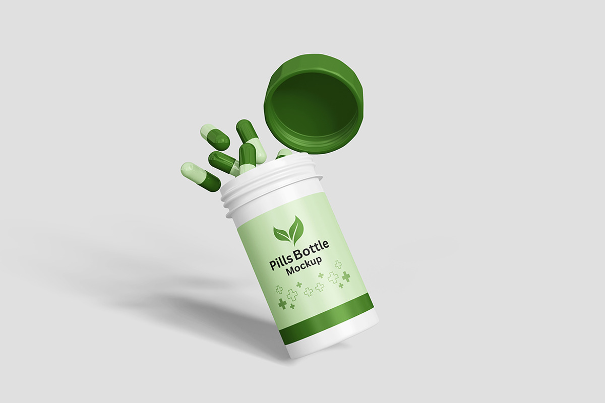 Pills Bottle Mockup For Branding, an Advertising Mockup by bimockup (Photo 2 of 6)