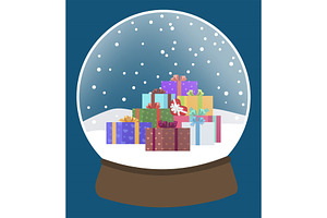 Snow Globe With Presents, Glass Ball