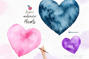 Watercolor Hearts Clipart Set 011