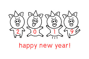 Vector 2019 Happy New Year Pig