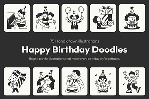 Birthday Doodles Collection, an Outline Icon by Vectors Market